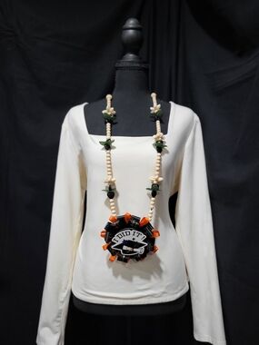 Graduation Necklace in Cream, Black and Orange